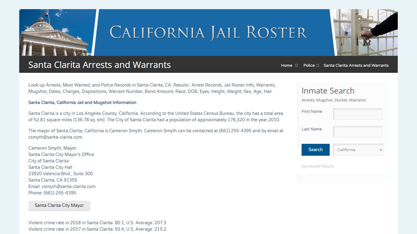 Santa Clarita Arrests and Warrants | Jail Roster Search